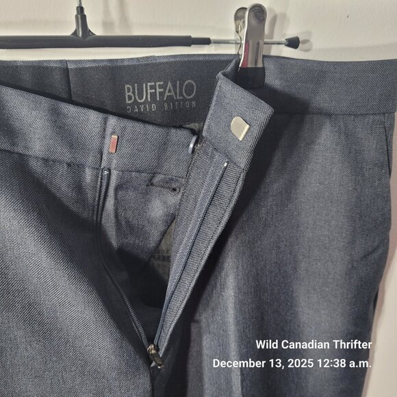 Buffalo David Bitton Navy Dress Pants 100% Polyester Flat Front - Picture 3 of 6